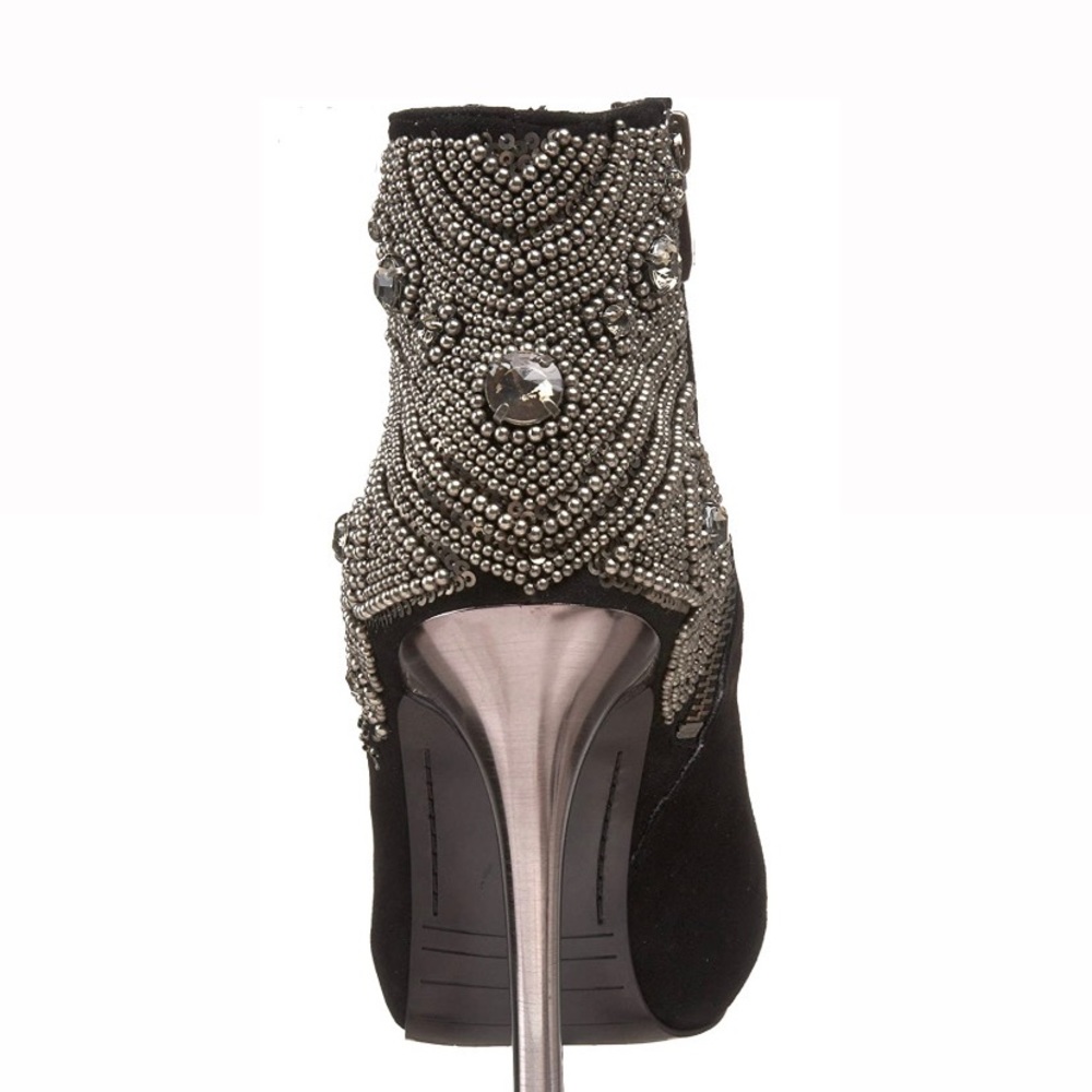 SAM EDELMAN “QUANTAM” Embellished Laced Suede Heel - Picture 3 of 16